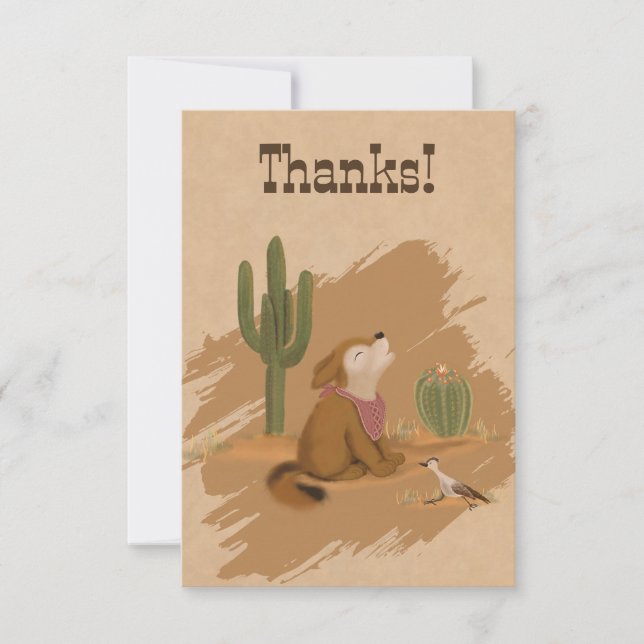 Tarjeta De Agradecimiento Fiesta de Animales del Desierto del Cowboy Caprich (Anverso)