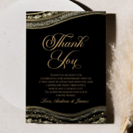 Tarjeta De Agradecimiento Fiesta de Aniversario de Ágata Negra Dorada Elegan