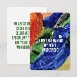 Tarjeta De Agradecimiento Fiesta de Arte para Niños con Colores Abstractos