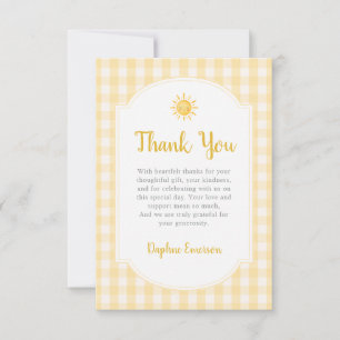 Tarjeta De Agradecimiento Fiesta de Baby Shower Amarillo Brillante