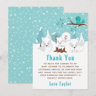 Tarjeta De Agradecimiento Fiesta de Baby Shower 'Arctic Foxes Winter Wonderl