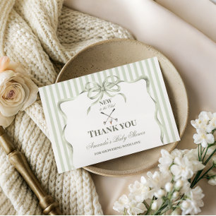 Tarjeta De Agradecimiento Fiesta de Baby Shower de Golf Vintage Neutral Nuev