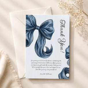 Tarjeta De Agradecimiento Fiesta de Baby Shower de Lazos de Vaqueros Azules