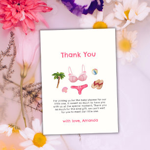 Tarjeta De Agradecimiento Fiesta de Baby Shower de Niña Verano Rosa en la Pl
