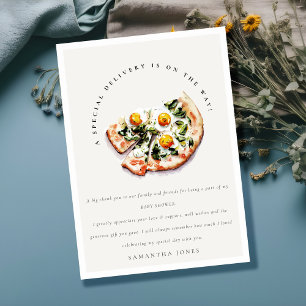 Tarjeta De Agradecimiento Fiesta de Baby Shower de Pizza de entrega especial