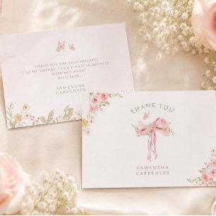 Tarjeta De Agradecimiento Fiesta de baby shower floral rosa coquette jardín