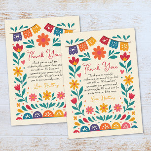 Tarjeta De Agradecimiento Fiesta de Baby Shower Mexicana Colorida Cielito Li