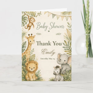 Tarjeta De Agradecimiento Fiesta de Baby Shower Safari