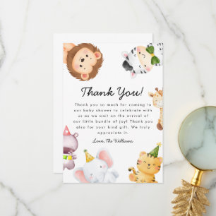 Tarjeta De Agradecimiento Fiesta de Baby Shower Salvaje Safari Jungla