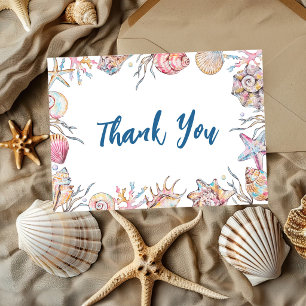 Tarjeta De Agradecimiento Fiesta de Baby Shower Seashell Sea You Soon