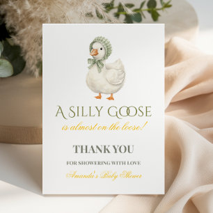 Tarjeta De Agradecimiento Fiesta de Baby Shower Silly Goose Verde Menta de G