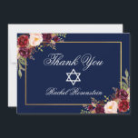 Tarjeta De Agradecimiento Fiesta de Bat Mitzvah Burgundy Gold Floral<br><div class="desc">Tarjeta de agradecimiento de Bat Mitzvah Watercolor Burgundy Marsala Floral Gold</div>