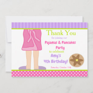 Tarjeta De Agradecimiento Fiesta de Bata, Pijamas y Panqueques