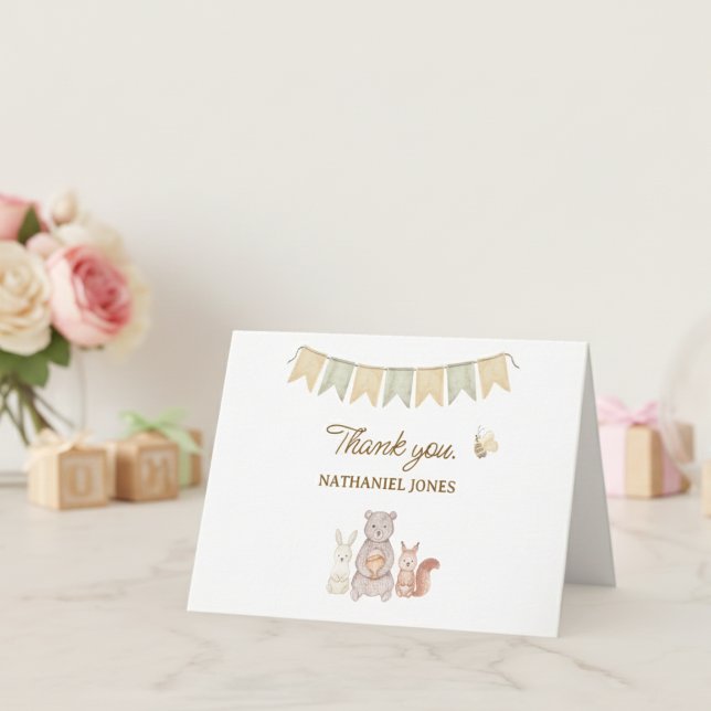 Tarjeta De Agradecimiento Fiesta de Bebé Animales del Bosque (Woodland Animals Baby Shower Thank you card)