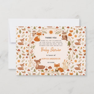Tarjeta De Agradecimiento Fiesta de Bebé Boho Bosque Animales del Bosque R