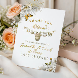 Tarjeta De Agradecimiento Fiesta de Bebé Boho Butterfly Baby in Bloom