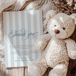 Tarjeta De Agradecimiento Fiesta de Bebé con Letra Elegante y Rayas