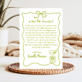 Tarjeta De Agradecimiento Fiesta de Bebé con Martini Sucio Verde Divertida y