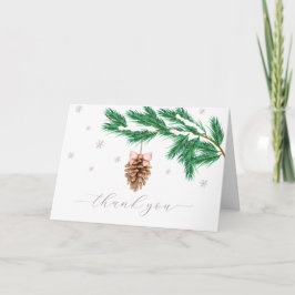 Tarjeta De Agradecimiento Fiesta de Bebé Copo de Nieve de Pino de Invierno M