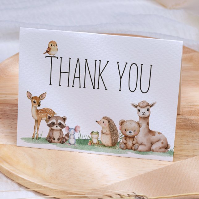 Tarjeta De Agradecimiento Fiesta de Bebé de Animales del Bosque Boho (Subido por el creador)