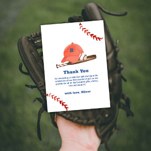 Tarjeta De Agradecimiento Fiesta de Bebé de Béisbol Retro LIttle Slugger 
