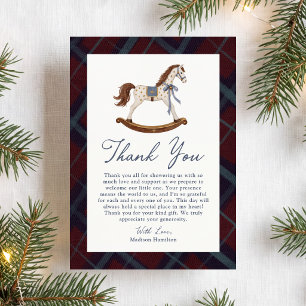 Tarjeta De Agradecimiento Fiesta de Bebé de Caballo Mecedor Navideño Vintage