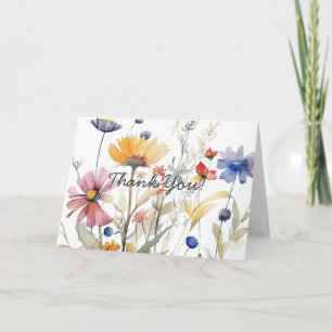 Tarjeta De Agradecimiento Fiesta de Bebé de Flores Silvestres con Acuarelas