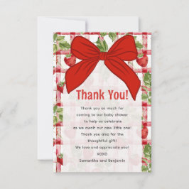 Tarjeta De Agradecimiento Fiesta de bebé de fresa