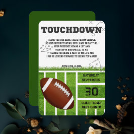 Tarjeta De Agradecimiento Fiesta de Bebé de Fútbol Americano con Toque Elega