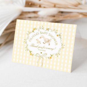 Tarjeta De Agradecimiento Fiesta de Bebé de Gingham de Flor Silvestre de Gan