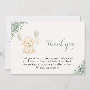Tarjeta De Agradecimiento Fiesta de Bebé de Golden Retriever Verde Menta Neu