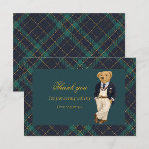 Tarjeta De Agradecimiento Fiesta de Bebé de Osito Teddy Preppy Old Money