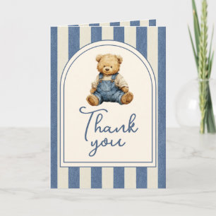 Tarjeta De Agradecimiento Fiesta de Bebé de Oso de Peluche con Pantalones de