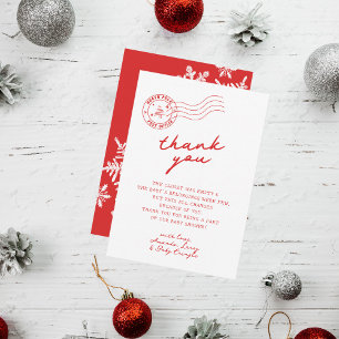 Tarjeta De Agradecimiento Fiesta de Bebé del Santa del Polo Norte de Navidad
