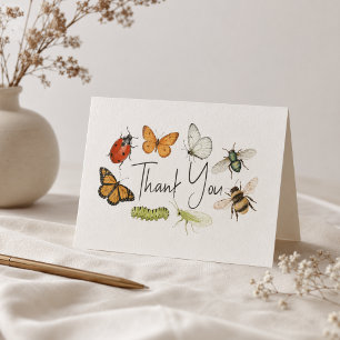 Tarjeta De Agradecimiento Fiesta de Bebé Insectos Bichito de Amor