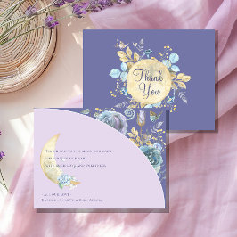 Tarjeta De Agradecimiento Fiesta de Bebé Lavanda Púrpura Luna Caprichosa