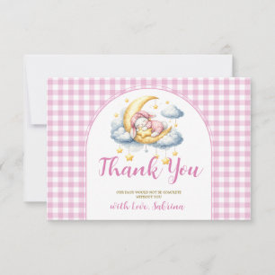 Tarjeta De Agradecimiento Fiesta de Bebé Luna Estrella Niño Niña Bunny Linda