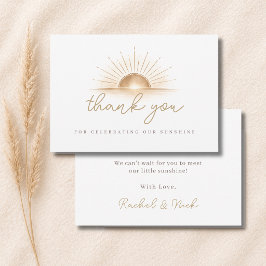 Tarjeta De Agradecimiento Fiesta de Bebé Neutral Boho Chic Pequeño Sol