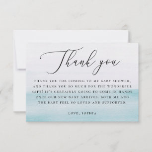 Tarjeta De Agradecimiento Fiesta de Bebé Niño Azul Náutico Letra Elegante