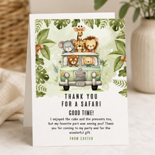 Tarjeta De Agradecimiento Fiesta de Bebé Niño Safari Selva Tropical