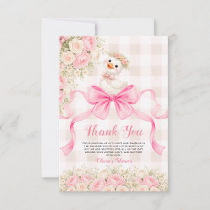 Tarjeta De Agradecimiento Fiesta de Bebé Silly Goose Pink Bow Rose Girl