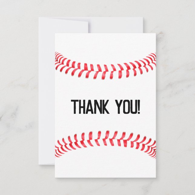 Tarjeta De Agradecimiento Fiesta de béisbol Red Seams Personalizado Textos (Anverso)