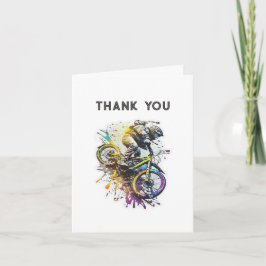 Tarjeta De Agradecimiento Fiesta de Bicicleta BMX. Cumpleaños de niño de ave