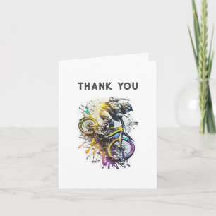Tarjeta De Agradecimiento Fiesta de Bicicleta BMX. Cumpleaños de niño de ave