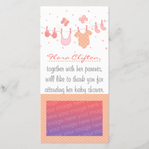 Tarjeta De Agradecimiento Fiesta de bienvenida al bebé: Ropa del bebé en