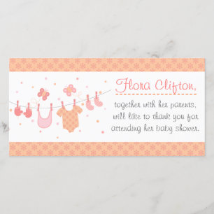 Tarjeta De Agradecimiento Fiesta de bienvenida al bebé: Ropa del bebé en