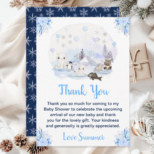 Tarjeta De Agradecimiento Fiesta de Bienvenida del Bebé Animales Árticos del