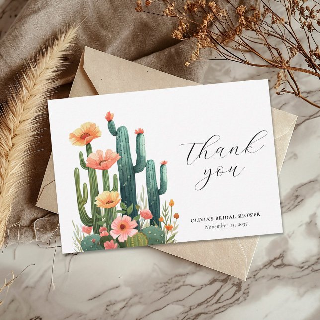 Tarjeta De Agradecimiento Fiesta de Cactus Floral Despedida de Soltera (Subido por el creador)