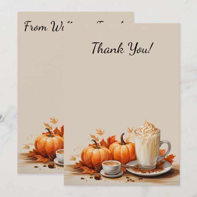 Tarjeta De Agradecimiento Fiesta de calabaza perfecto Caída de Acción de Gra (Anverso / Reverso)