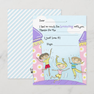 Tarjeta De Agradecimiento Fiesta de Casa de Rebote para Niños con Espacios e